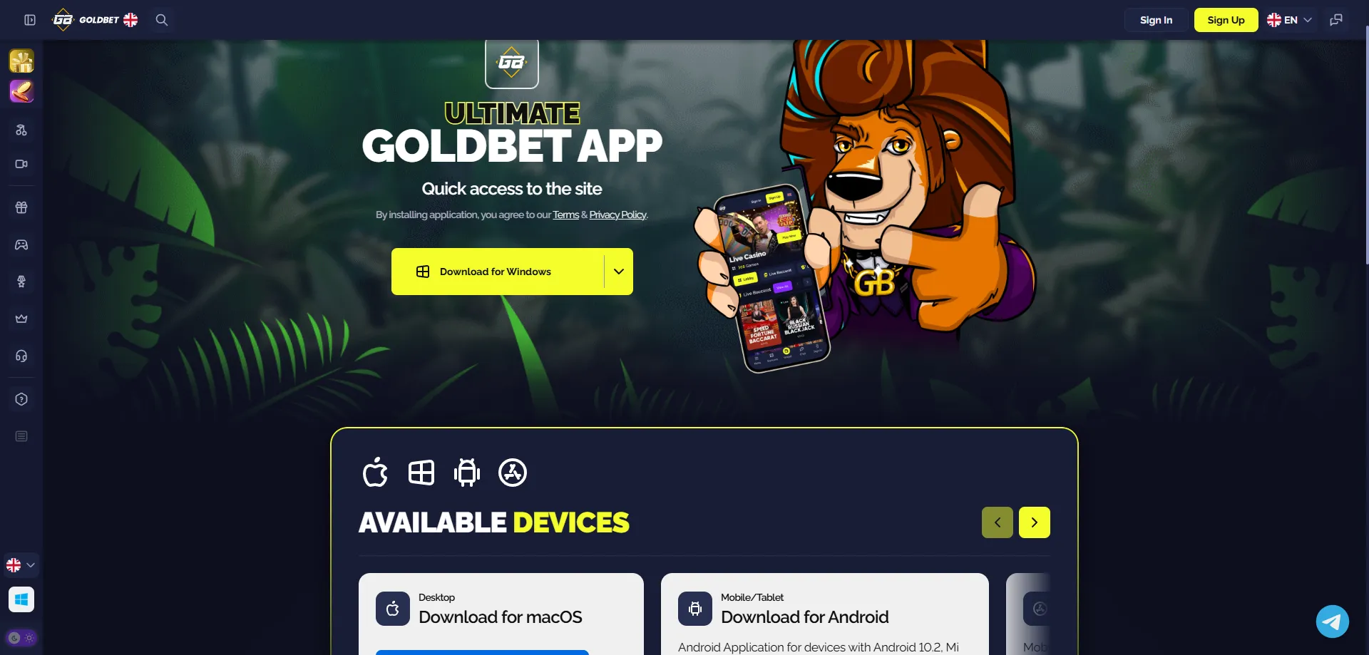 تطبيق Goldbet للهاتف &mdash; كازينو ورياضة على Android وiOS